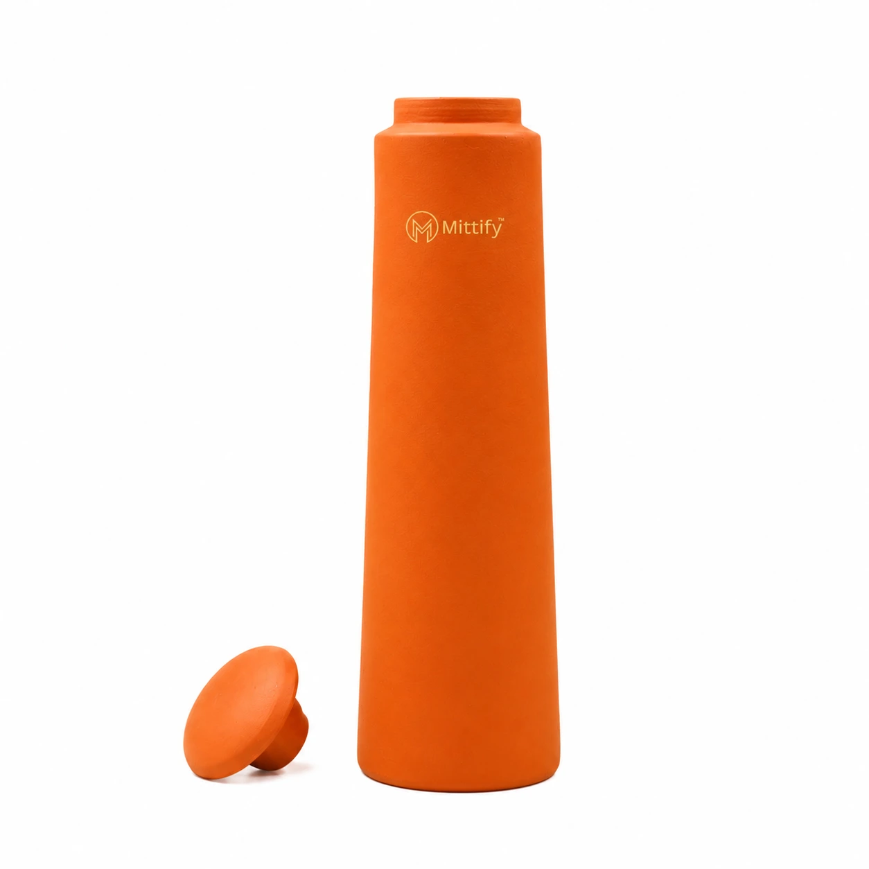 Handmade Earthen Clay Water Bottle - Plain Straight tower Design Clay water bottle (1000ml) - Image 2