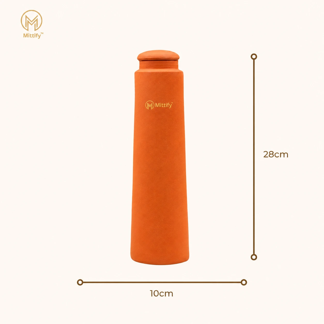 Handmade Earthen Clay Water Bottle - Plain Straight tower Design Clay water bottle (1000ml) - Image 4