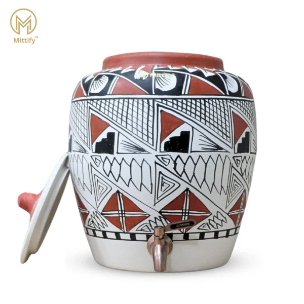 Earthen Clay Water Pot Royal Kite Design with Metal Tap  11L Capacity - Image 3