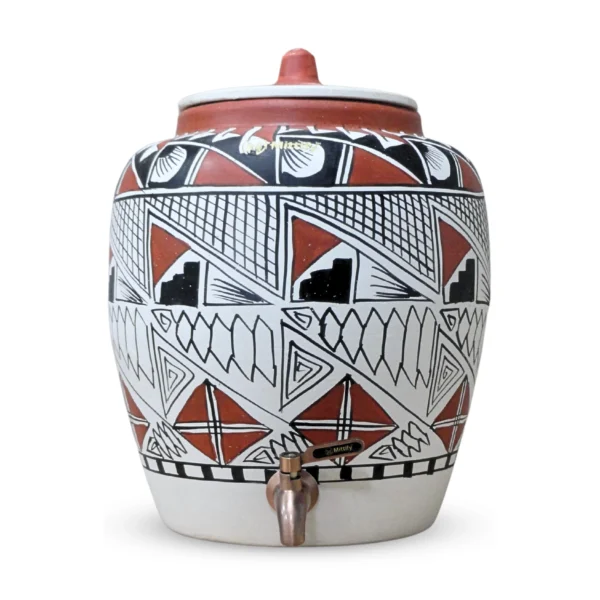 Earthen Clay Water Pot Royal Kite Design with Metal Tap  11L Capacity - Image 2