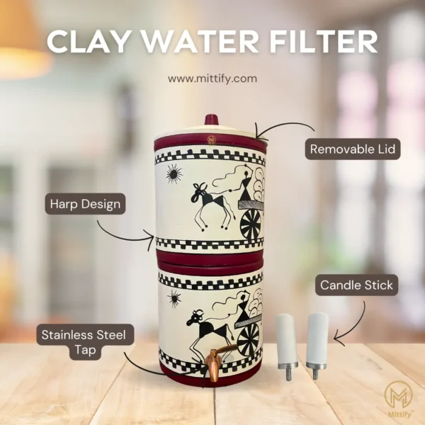 Handmade White Clay Water Filter Litre Cart Design