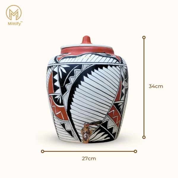 Earthen White Clay Water Pot Harp Design with Metal Tap (11 Ltr) for better life style - Image 4