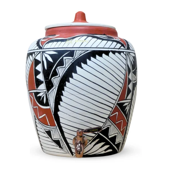 Earthen White Clay Water Pot Harp Design with Metal Tap (11 Ltr) for better life style - Image 2