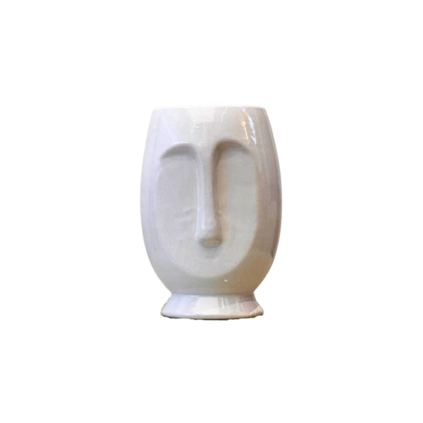 White Big Face Ceramic Planter