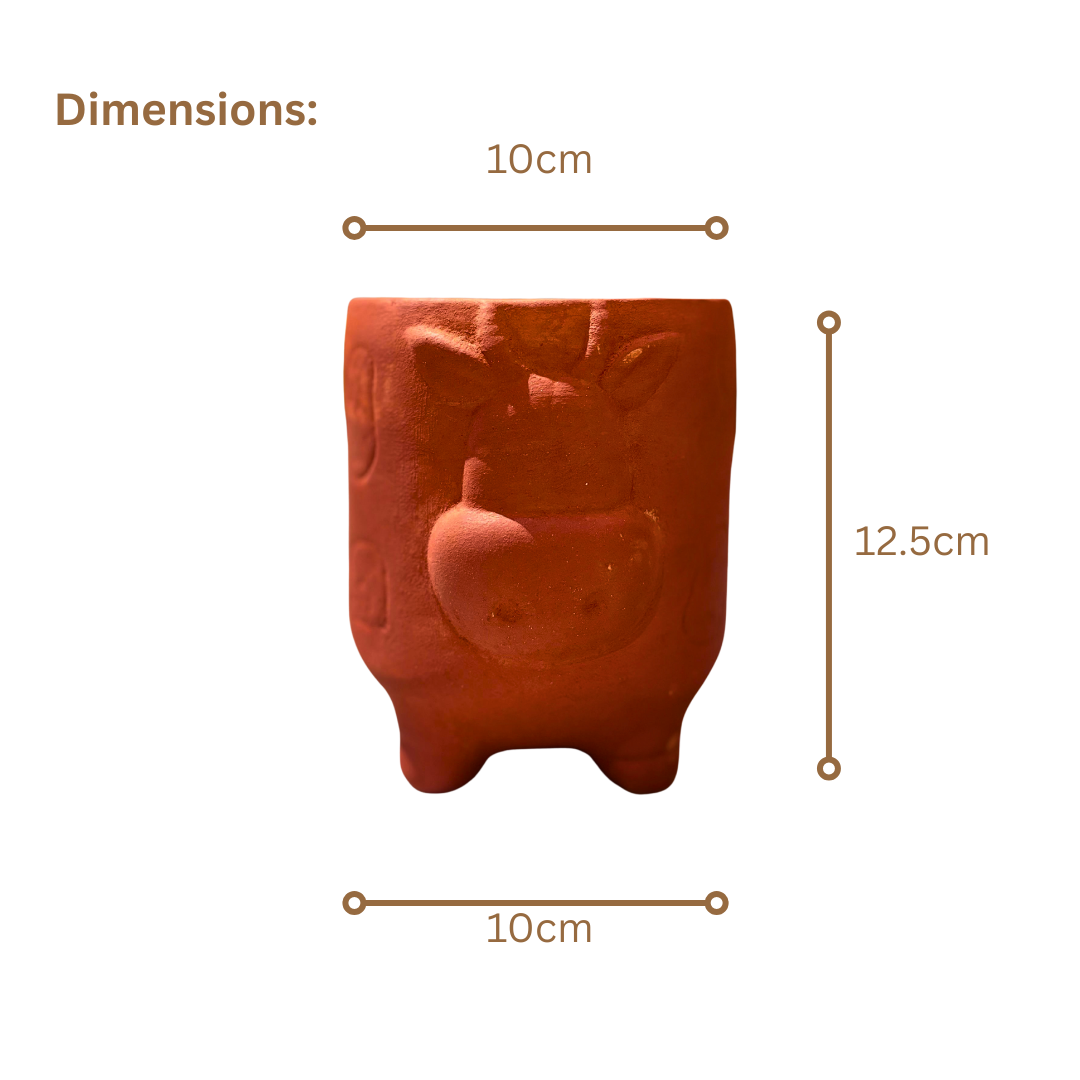 Mittify Red Clay Vase Cow Face Planter