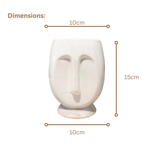 White Small Face Ceramic Planter