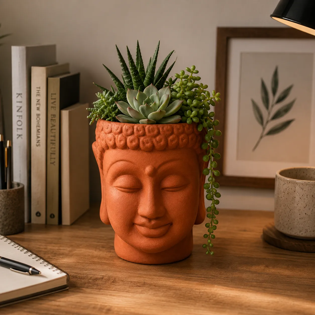 Mittify Red Clay Vase Buddha Face Planter