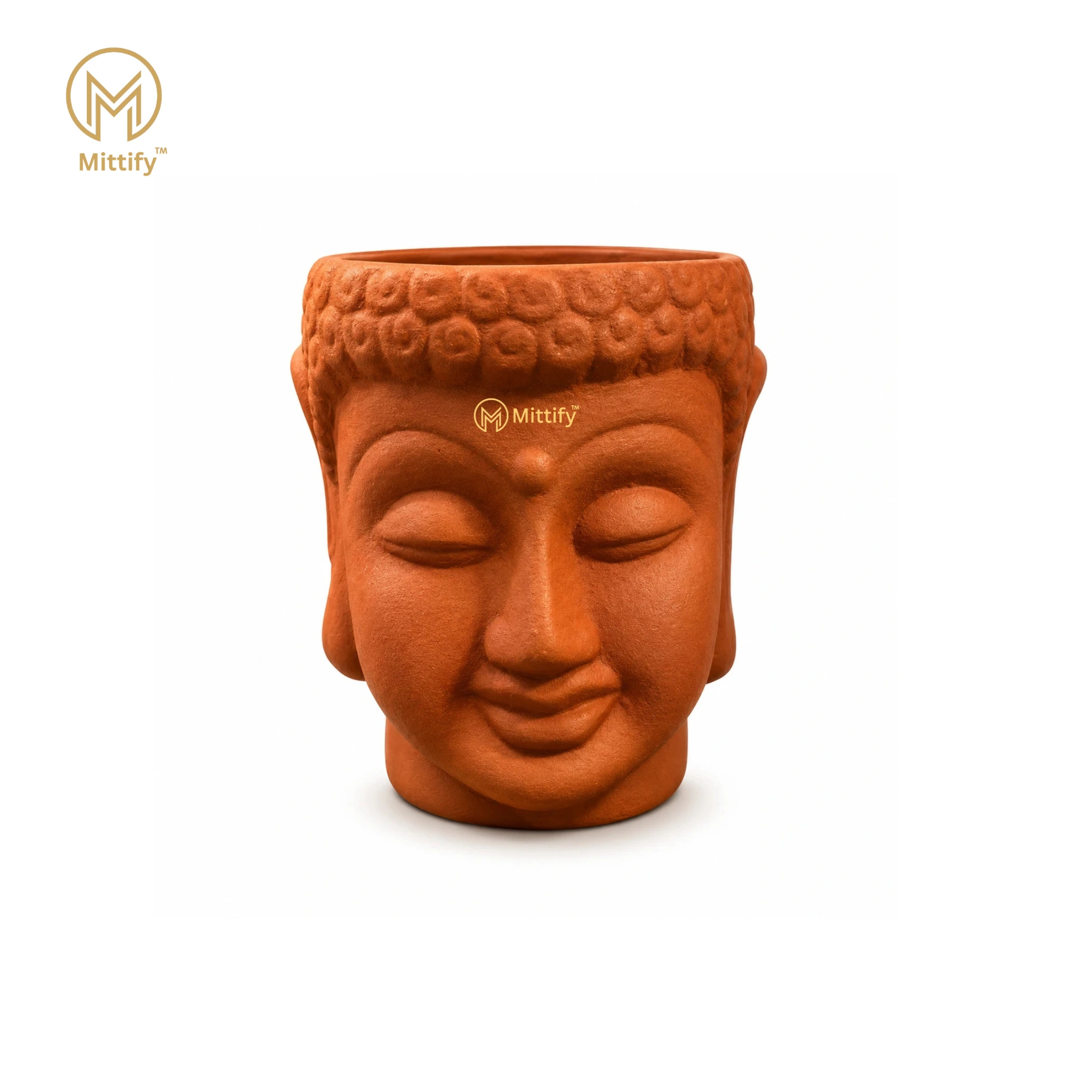 Mittify Red Clay Vase Buddha Face Planter - Image 2