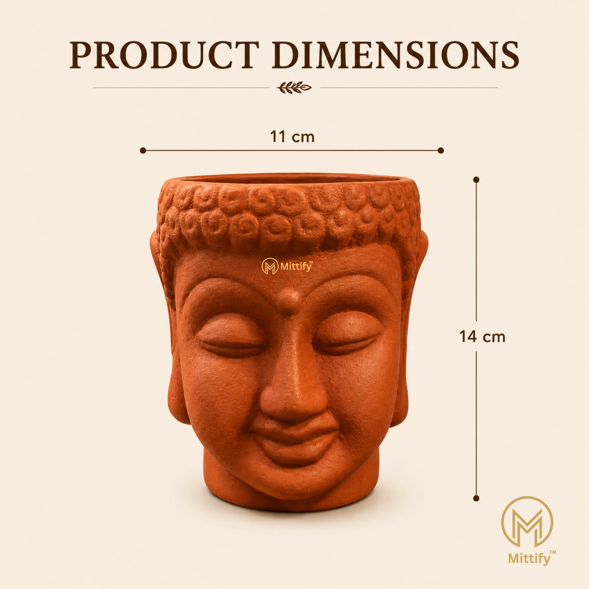 Mittify Red Clay Vase Buddha Face Planter - Image 3