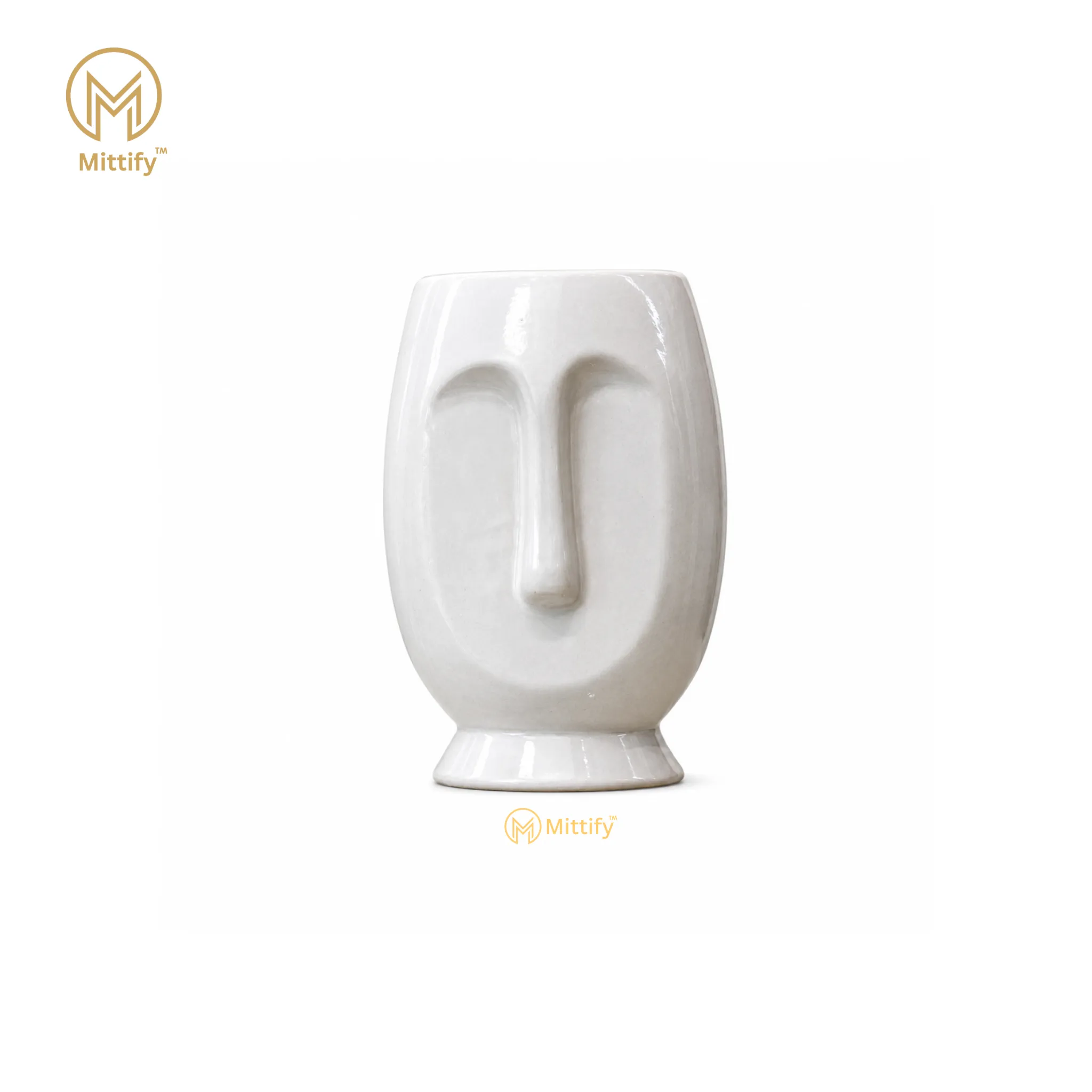 Mittify White Big Face Ceramic Planter - Image 2
