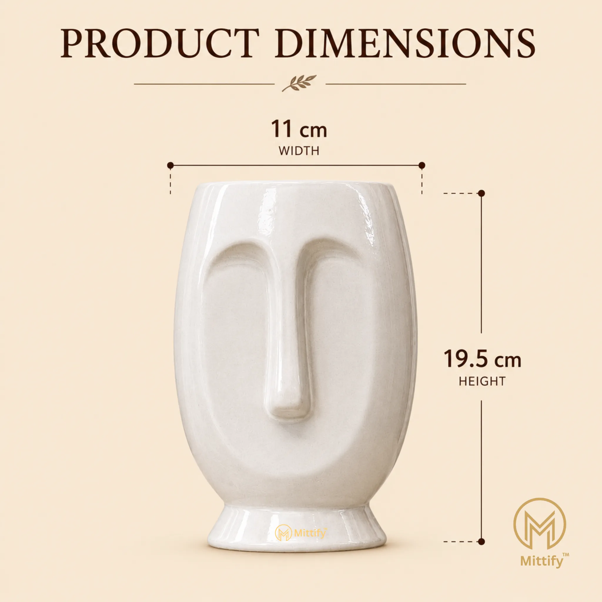 Mittify White Big Face Ceramic Planter - Image 3