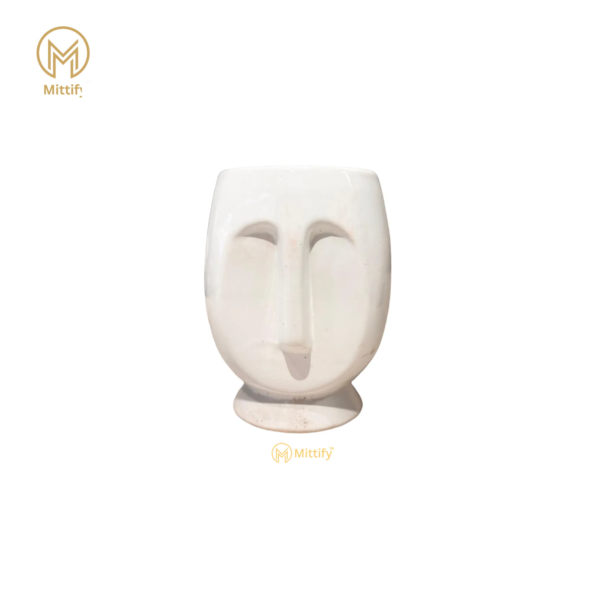 Mittify White Small Face Ceramic Planter - Image 2