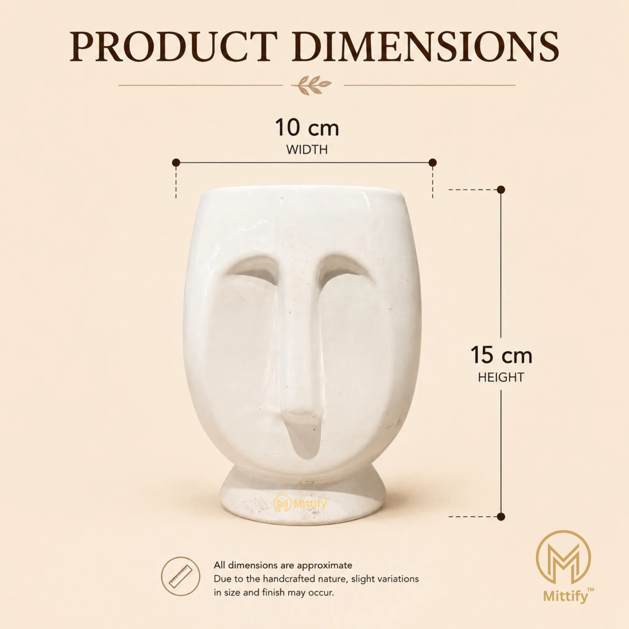 Mittify White Small Face Ceramic Planter - Image 3