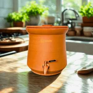Mitttify Terracotta Classic Shape Clay Water Pot 8 litre | Metal Tap