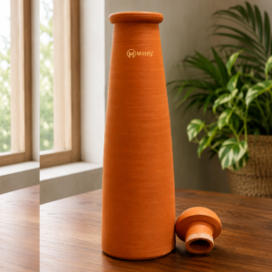 Mittify 1 litresurahi clay water bottle made from natural terracotta