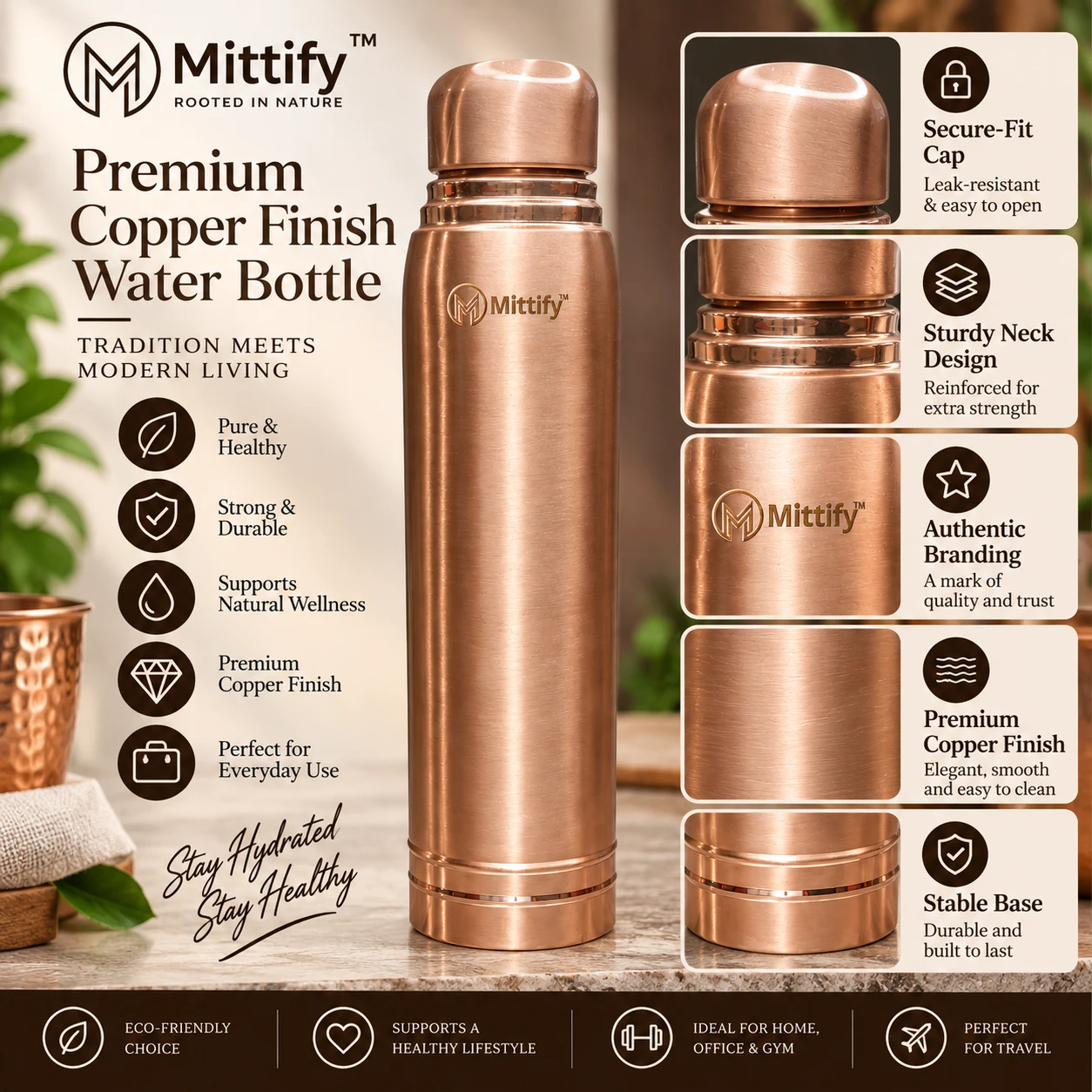 pure copper water bottle
