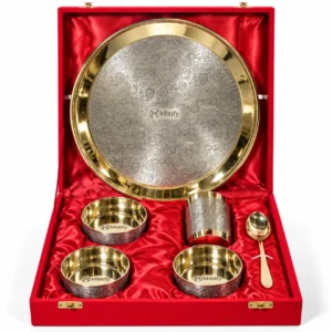 MITTIFY MAHIRA luxury Indian dining set with thali, three katoris, glass and spoon